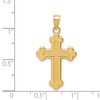 Black Bow Jewelry 14k Yellow Gold Textured & Polished Budded Cross Pendant - 4 of 4