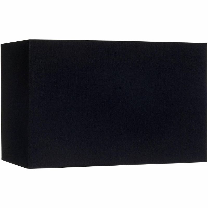Springcrest Black Medium Rectangular Hardback Lamp Shade 16" Wide x 8" Deep x 10" High (Spider) Replacement with Harp and Finial, 1 of 9