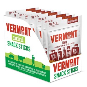 Snack Sticks by Vermont Smoke & Cure – BBQ Seasoned – Beef – Healthy Meat Protein  .5 ounce – 3oz Pouch – Pack of 8. - 1 of 4