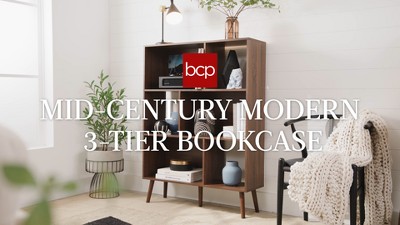 Best Choice Products 3-Tier Mid-Century Modern Wooden Bookcase - Thumbnail 3