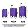 SEVOBAL Luggage 3 Piece PP Hardshell Set with Spinner Silent Wheels, TSA Lock, Ideal for Students or Travelling, Purple, 20.47"*12.4"*30.71" - 3 of 4