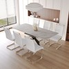 NicBex Dining Table Set for 6 Modern Extendable Dining Room Table with MDF Marble Pattern Tabletop and 6 PU Chairs for Kitchen - 4 of 4