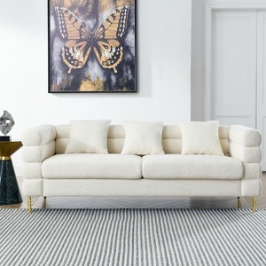 TiramisuBest 81" 3-Seater Oversized Sectional Sofa, Deep Plush Seating with 3 Pillows for Living Room & Bedroom - Ivory - 1 of 4