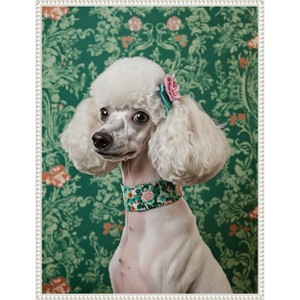 Amanti Art The Floral Adorned Poodle by Mowzu  Framed Canvas Wall Art - 1 of 4