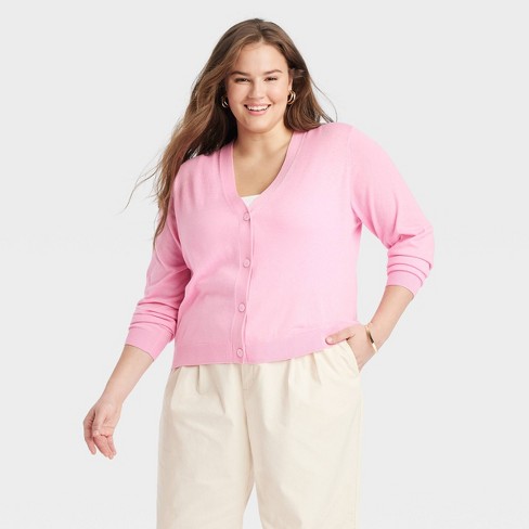 Women's Button-front Cardigan - A New Day™ Pink Xxl : Target