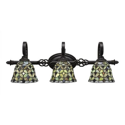 Toltec Lighting Elegante 3 - Light Vanity in  Dark Granite with 7" Crescent Art Glass Shade