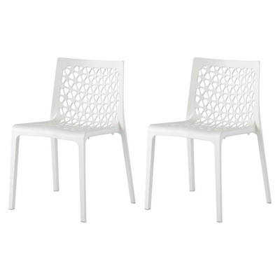 Milan White Stackable Polypropylene Armless Dining Chair Set