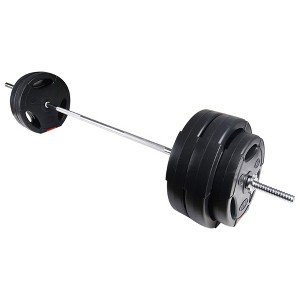 Signature Fitness Standard Coded and Vinyl Coated Olympic Weight Plate for Muscle Strengthening and Endurance Training, Black (Set of 2) - 1 of 3