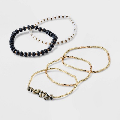 Brass Beaded Bracelet 3pc - A New Day™ Gold : Target