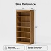 PexFix 62"x31"x16" Wood Bookshelf with Adjustable Shelves in Natural Color - 3 of 4