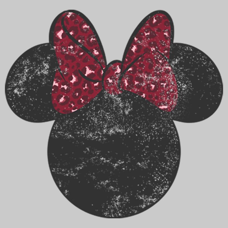 Men's Mickey & Friends Minnie Mouse Distressed Leopard Bow Sweatshirt, 2 of 5