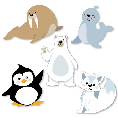 Big Dot of Happiness Arctic Polar Animals - DIY Shaped Winter Baby Shower or Birthday Party Cut-Outs - 24 Count