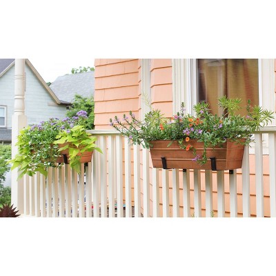 Medium Copper Galvanized Steel Flower Box with Wall Brackets