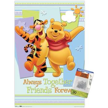 Trends International Disney Winnie The Pooh - Pooh and Tigger Unframed Wall Poster Print Clear Push Pins Bundle 14.725" x 22.375"