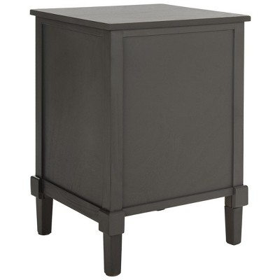 Transitional Gray Pine Wood Storage Side Table with Drawer