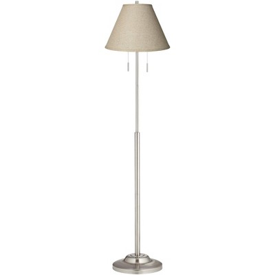 360 Lighting Modern Floor Lamp Brushed Nickel Fine Burlap Fabric Empire Shade for Living Room Reading Bedroom Office