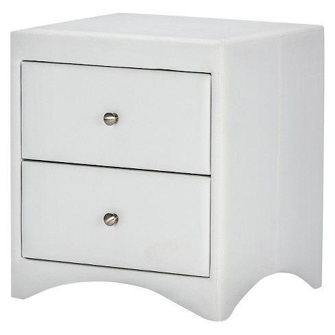 Dorian Faux Leather Upholstered Modern Nightstand White Baxton