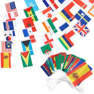 Juvale 80 ft International Flags of the World Banner with 100 Countries, Hanging Multicultural Decorations - 5.2 x 8.2" Flags - 1 of 4
