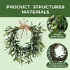 Artificial Olive Garland with Greenery Leaves Faux Olive Wreath Front Door Farmhouse Wall Decor Hanging Green Wreath - 2 of 4