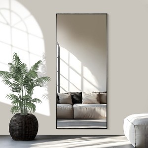 Wooakway Black/Gold/Silver Metal Full Length Mirrors Accent Wall Mirror Freestand Mirror with Bracket - 1 of 4
