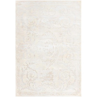 Ivory Medallion Synthetic 6' x 9' Rectangular Area Rug