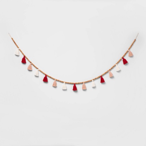 7 7 X 5 5 Wood Bead And Tassel Garland Opalhouse Target