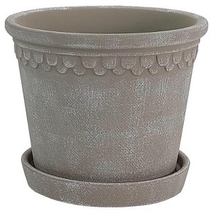 Border Concepts - Ceramic - Fringe Planter Beige - 8 in. - Case of 4 - 1 of 1