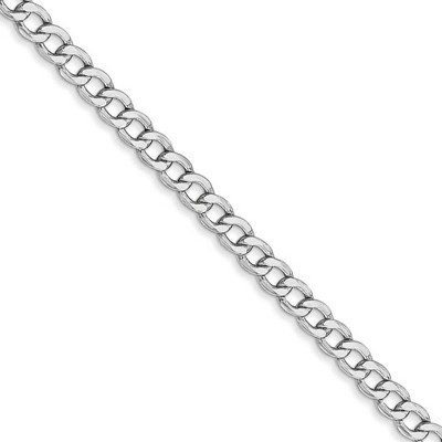 Black Bow Jewelry 3.35mm, 14K White Gold, Hollow Curb Link Chain Necklace