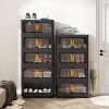 KWPZQEB Plastic Tall Storage Cabinet with Movable Wheels, Magnetic Doors, Foldable Plastic Organizers and Storage for Bathroom, Living Room, Black - 3 of 4