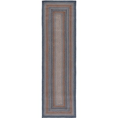 Handwoven Gray and Brown Braided 27" Reversible Runner Rug