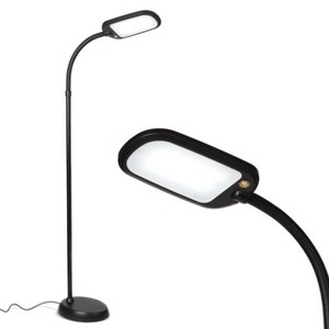 Brightech Litespan Slim Industrial Dimmable (Includes LED Light Bulb) Gooseneck Arc Floor Lamp Matte Black - 1 of 4