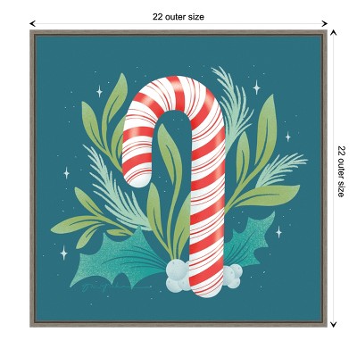 Holiday Candy Cane Framed Canvas Wall Art Print