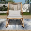Outdoor Rocking Chair – Sturdy Iron Frame in Maple Finish, Gray PE Rattan Backrest & Light Gray Cushion - 2 of 4
