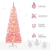 DOMETOUR Prelit Snow Flocked Pink Artificial Christmas Tree, Fake Christmas Tree Foldable Xmas Tree with LED Lights - 3 of 4