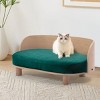 Corgi 26" Wide Small Dog Bed with Removable Cover,Velvet Cushion With Solid Wood legs and Bent Wood Back-The Pop Home - 3 of 4