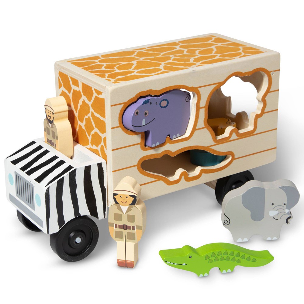 Photos - Doll Accessories Melissa&Doug Melissa & Doug Animal Rescue Shape-Sorting Truck - Wooden Toy With 7 Animals and 2 Play Figures 