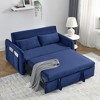 TIRAMISUBEST 3 in 1 Convertible Sofa Bed Loveseat Velvet Pull Out Sleeper with Adjustable Backrest Detachable Arm Pockets and Pillows - 3 of 4