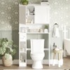 Over The Toilet Storage Cabinet, Double Door Bathroom Organizer with Adjustable Shelves & Toilet Paper Holder for Bathroom Space Saving White - 3 of 4