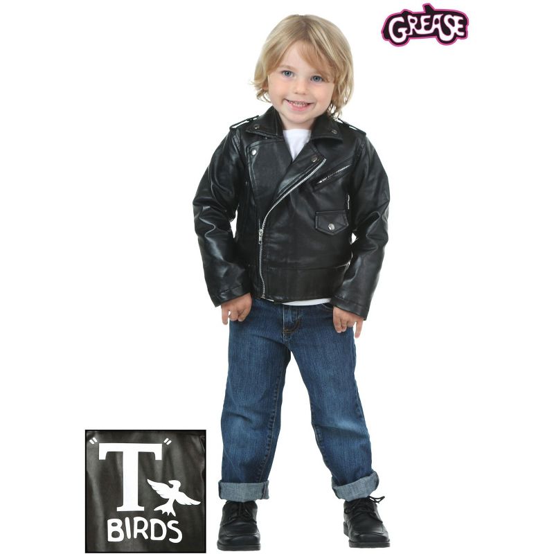 HalloweenCostumes.com 4T  Boy  Grease Boy's Toddler Authentic T-Birds Costume Jacket., Black, 2 of 3