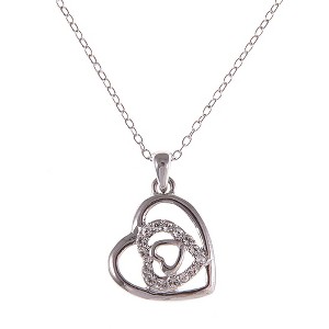 Anna-Kaci Silvery Tone Manifest Love Crystal Rhinestone Necklace - 1 of 4