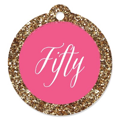 Big Dot of Happiness Chic 50th Birthday - Pink and Gold - Birthday Party Favor Gift Tags (Set of 20)