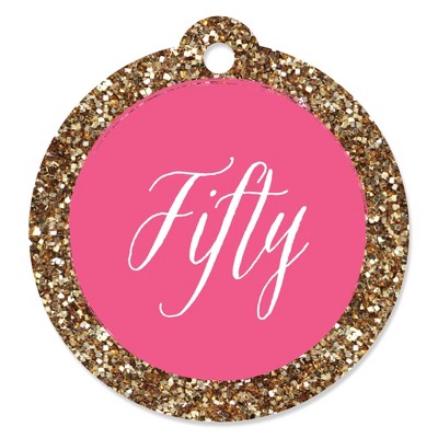 Big Dot of Happiness Chic 50th Birthday - Pink and Gold - Birthday Party Favor Gift Tags (Set of 20)