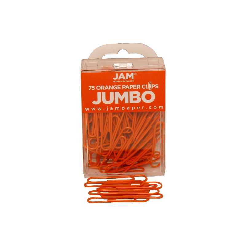 JAM Paper Colored Jumbo Paper Clips Large 2 Inch Orange Paperclips 42186871A, 2 of 4