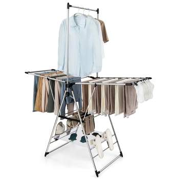 Iris Usa Foldable Clothes Drying Rack With Extendable Rods For