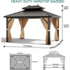 10X13 FT Outdoor Galvanised Steel Hardtop Gazebo Double Roof With Netting & Curtains Weather Resistant - 2 of 4
