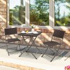 Tangkula 3PCS Patio Bistro Set Folding Wicker Chairs & Table Outdoor Patio Furniture Set - 3 of 4