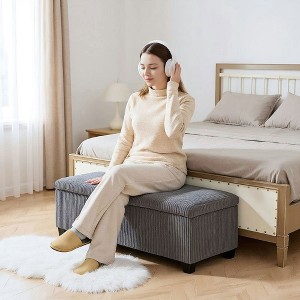Resenkos 47" Corduroy Storage Ottoman Bench - Foot Rest with Legs, End of Bed Bench for Living Room, - 1 of 4