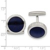 Black Bow Jewelry Stainless Steel & Blue Cat's Eye Round Cuff Links, 19mm (3/4 Inch) - 2 of 3