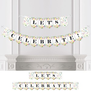 Big Dot of Happiness Wildflowers - Boho Floral Party Bunting Banner - Party Decorations - Let's Celebrate - 1 of 4