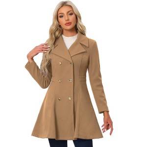 INSPIRE CHIC Women's Winter Long Lapel Collar Double Breast Coats - 1 of 4